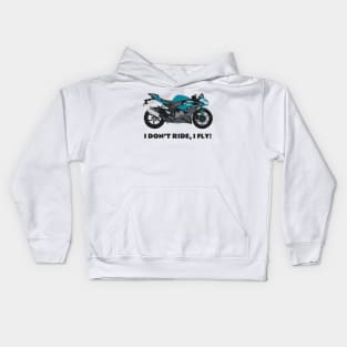 I don't ride, I fly! Kawasaki Ninja ZX-6R pearl nightshade Kids Hoodie